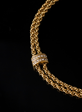 中古铜镀金红玛瑙镶嵌流苏项链