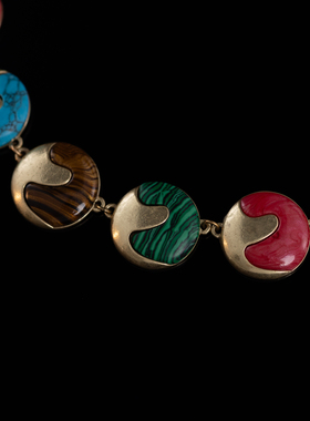 中古vintage饰品天然石项链