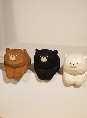 趴趴熊手工木雕小摆件可爱动物书架挂柜子显示器屏幕装饰品