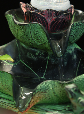 中式荷花风生水起循环流水喷泉摆件客厅办公室鱼缸装饰开业乔迁礼