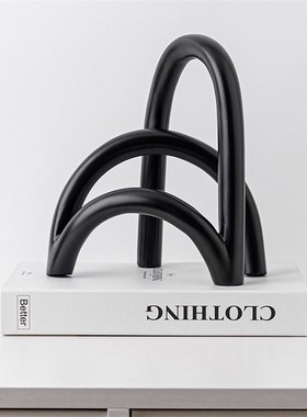 极简北欧几何弧线创意雕塑书柜酒柜软装饰品摆件家具样板间配饰