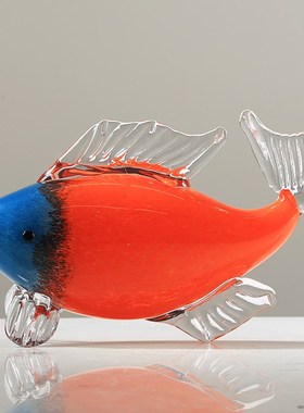 轻奢琉璃红鲤鱼动物摆件招财客厅样板房玄关桌面装饰年年有余送礼