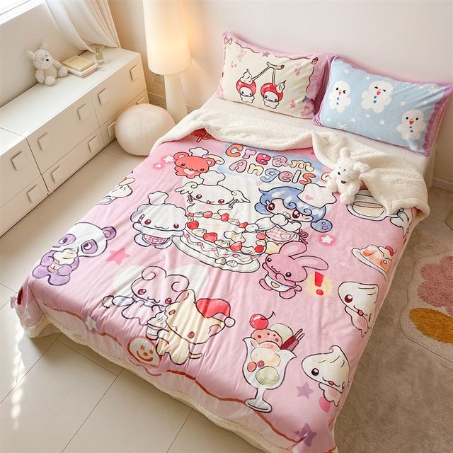 Toyama Store x Oli Frog Cream Angel Series Fleece Blanket Imitation Lamb Fleece Warm Blanket Sofa Casual Blanket