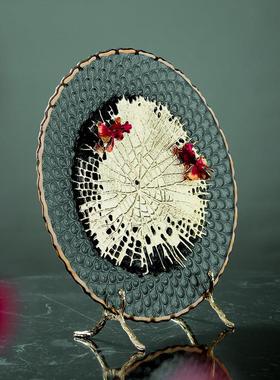 客厅样板房玄关酒店书柜博古架工艺装饰如鱼得水摆盘金属艺术摆件