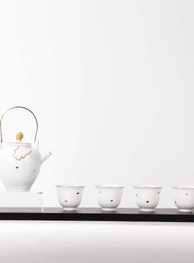 现代新中式禅意陶瓷茶具套装组合售楼处样板房客厅软装饰品摆件