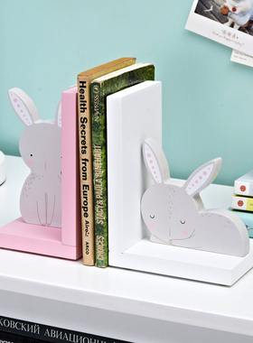 卡通女孩装饰摆件 儿q童房创意书挡书立架样板间摆设粉色is装饰品