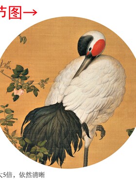 郎世宁《花阴双鹤图》客厅书y房茶室装饰画挂画玄关高清卷轴字画