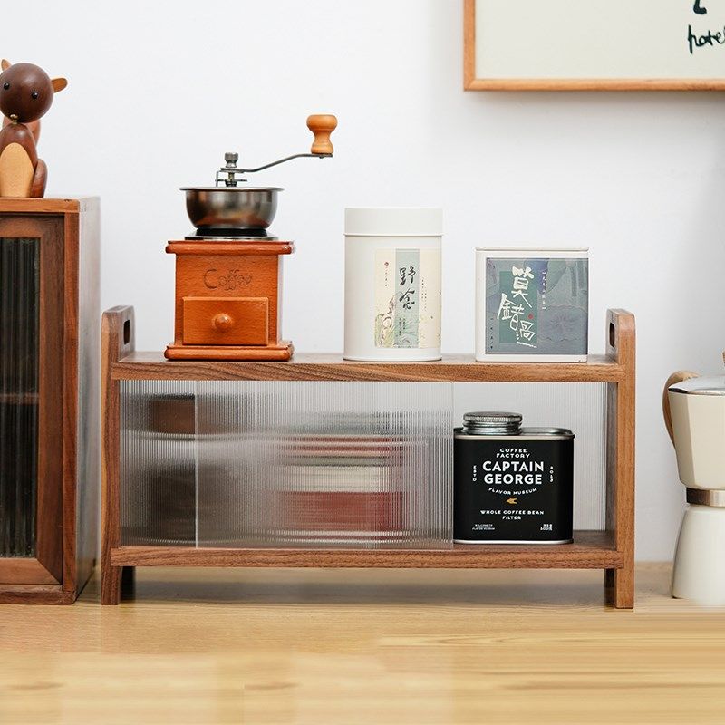 黑胡桃木茶具收纳展示柜水杯咖啡杯防尘置物柜厨房桌面茶叶博古架,淘宝优惠券,粉丝福利购,淘宝优惠卷