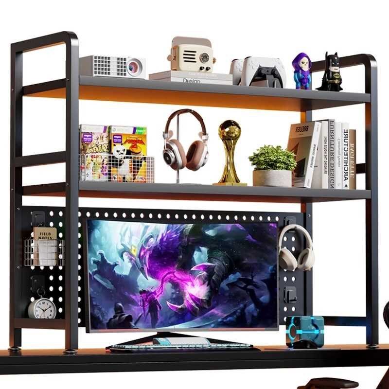 Desktop multi-layer bookshelf desk layered storage rack iron decorative rack student computer desk multi-layer perforated board