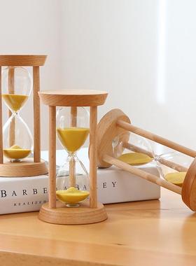 沙漏计时器儿童3分钟时间15半一小时小摆件30流沙瓶漏斗5防摔一套