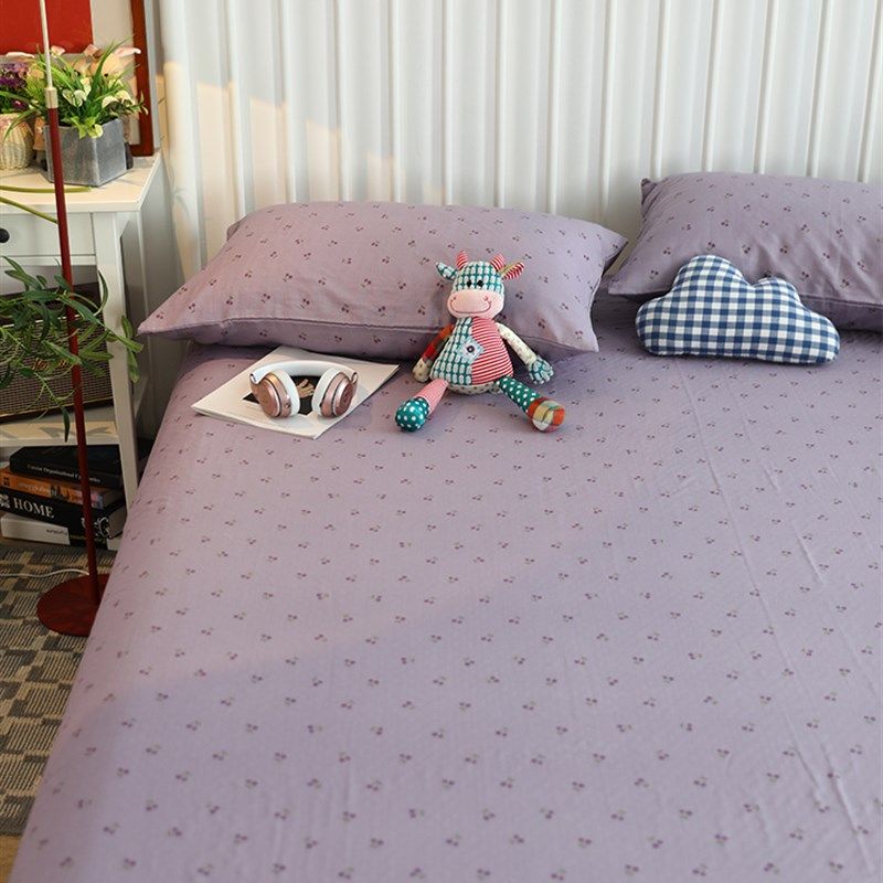 A类全棉纯棉双层纱单品床单浅紫色小清新碎花1.5米1.8m床亲肤透气,淘宝优惠券,粉丝福利购,淘宝优惠卷