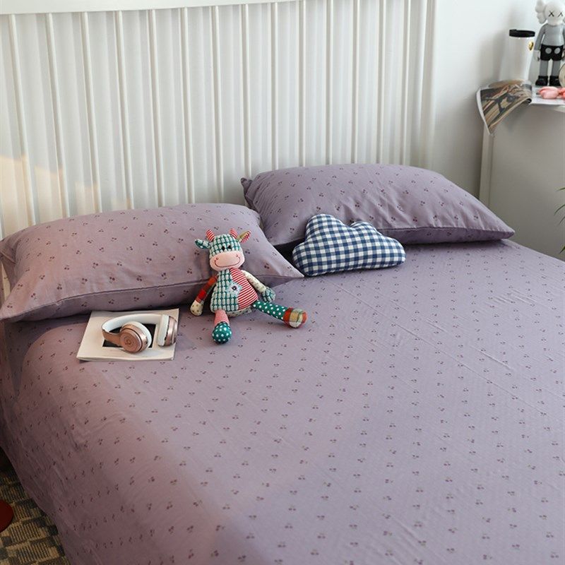 A类全棉纯棉双层纱单品床单浅紫色小清新碎花1.5米1.8m床亲肤透气,淘宝优惠券,粉丝福利购,淘宝优惠卷