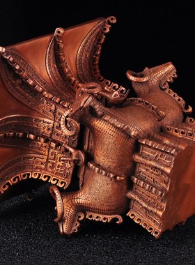 紫铜四羊方尊鼎摆件中式铜鼎家居客厅公司办公室装饰品商务礼品