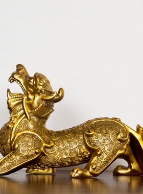 纯黄全铜貔貅摆件金钱家居装饰品B客厅玄关办公室摆设开业礼品摆