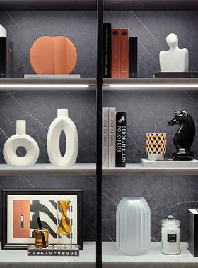 现代样板间书架雕塑摆件简约家居软装饰品挂画杯蜡香薰组合ZH2621