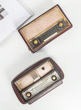 复古做旧收音机模型桌面摆件家居客厅酒柜装饰品摆设拍照摄影道具