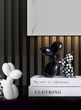 诚艺现代简约黑白格子气球狗小众个性高级摆件酒柜客厅家居装饰品