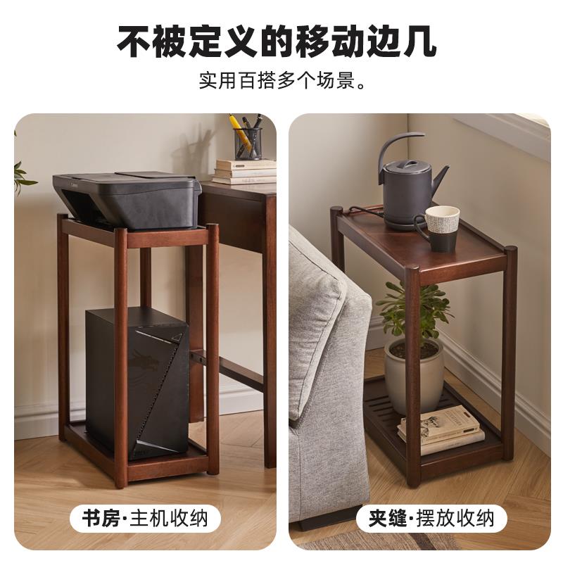 带轮可移动边几实木沙发侧边柜小茶几小户型方桌茶台迷你方形茶几 - 图2