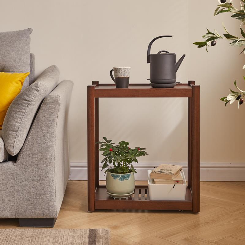 带轮可移动边几实木沙发侧边柜小茶几小户型方桌茶台迷你方形茶几 - 图1