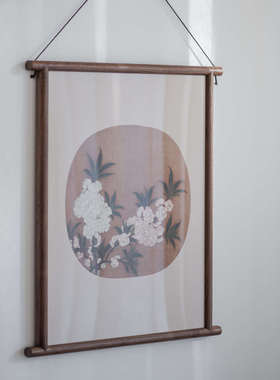 禅意新中式画黑胡桃木装饰画相框挂轴实木画框玄关客厅墙壁挂画