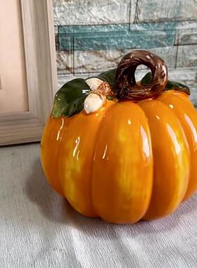 桔色南瓜摆件陶瓷装饰品客厅电视柜酒柜玄关家居饰品创意轻奢高档