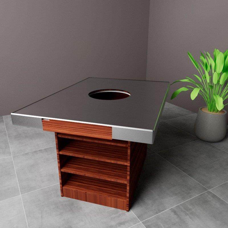 烤肉桌韩式不锈钢木炭烧烤炉家用室内无烟碳火烤肉桌子商用加厚边,淘宝优惠券,粉丝福利购,淘宝优惠卷