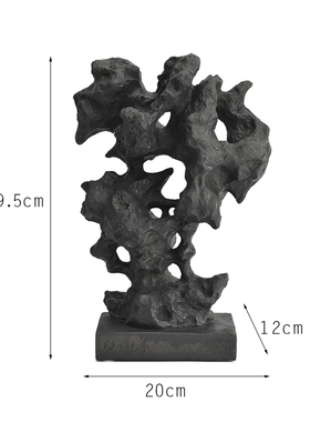 新中式假山摆件黑色仿太湖石装饰品售楼中心样板房间玄关软装配饰