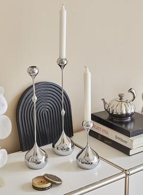 现代无障碍豪华金属水滴烛台装饰模型房间装饰酒店西餐厅烛光晚餐