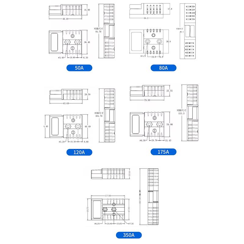适用50A80A120A175A350A安德森公母插头新能源锂电池大电流连接器 - 图1