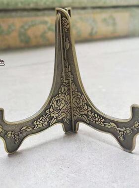 直销金属奖盘支架相框锌合金展示架奖牌摆盘摆件架托架三角折叠架