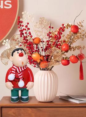 胖虎歪头摆件新年喜庆款桌面客厅玄关汽车中控装饰呆萌家居公仔