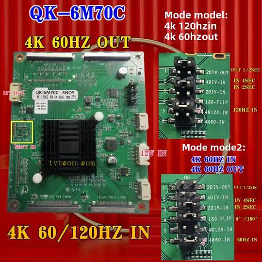 QK-6M70C 4K 120HZ motherboard input to 60HZ T-CON output, dedicated for screen replacement with original machine