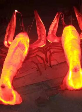 潜江大龙虾玻璃钢树脂雕塑海鲜火锅店酒店门头发光小龙虾装饰摆件