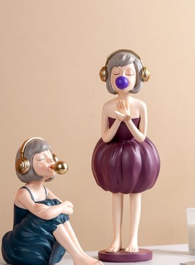 泡泡女孩创意摆件家居装饰品电视柜北欧轻奢客厅摆设生日结婚礼物
