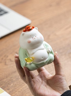 新中式创意陶瓷工艺品趣味摆件家居客厅高档办公桌装饰品生日礼品