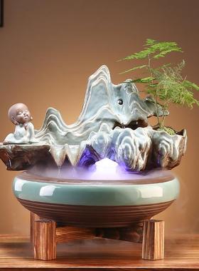 自循环流水喷泉鱼缸造景小摆件办公室桌面家居客厅装饰开业礼