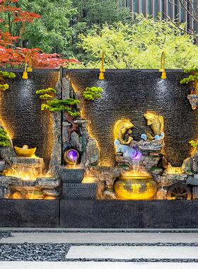 简约水幕墙假山流水喷泉水景造景户外流水墙简约现代别墅庭院摆件