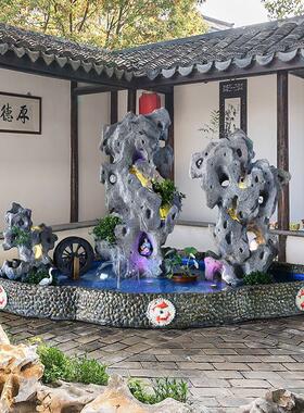 大型假山流水喷泉摆件花园庭院别墅酒店小院鱼池钟乳石景观