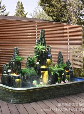 大型假山流水喷泉户外鱼池造景别墅庭院花园酒店公司阳台装饰摆件