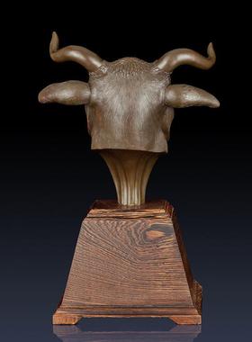 纯黄铜十二生肖兽首工艺品摆件牛首摆件办公室装饰生肖牛摆件铜牛