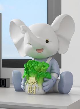 创意小象白菜桌面摆件电视柜酒柜玄关茶几乔迁新居搬新家装饰品