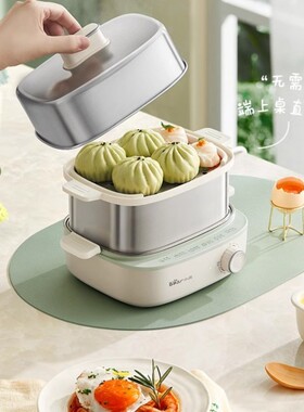 小熊蒸蛋器304不锈钢方形定时早餐机家用自动断电煮蛋器小型蒸锅