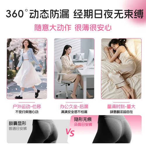 【优于新国标】朵薇黄子韬日安裤魔术贴可撕拉安睡裤安心裤卫生巾 - 图3