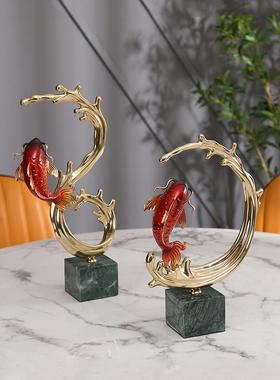 采购产品黄铜幸运鲤鱼装饰品，手工艺品，典雅大气的客厅入口装饰