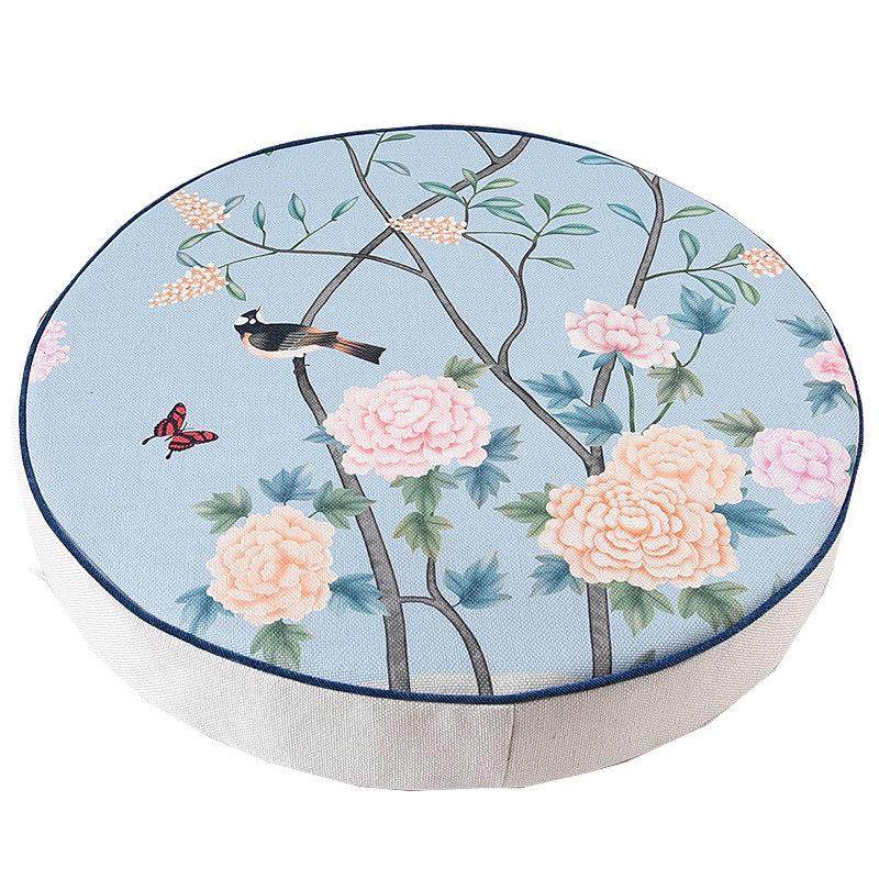 木有年轮田园花鸟蒲团垫棉麻布艺瑜伽打坐垫圆形枕飘窗榻榻米坐垫,淘宝优惠券,粉丝福利购,淘宝优惠卷