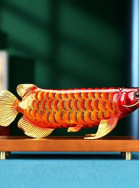 金色黄铜《金龙鱼》摆件鱼家居客厅办公室装饰品店铺公司开 业礼