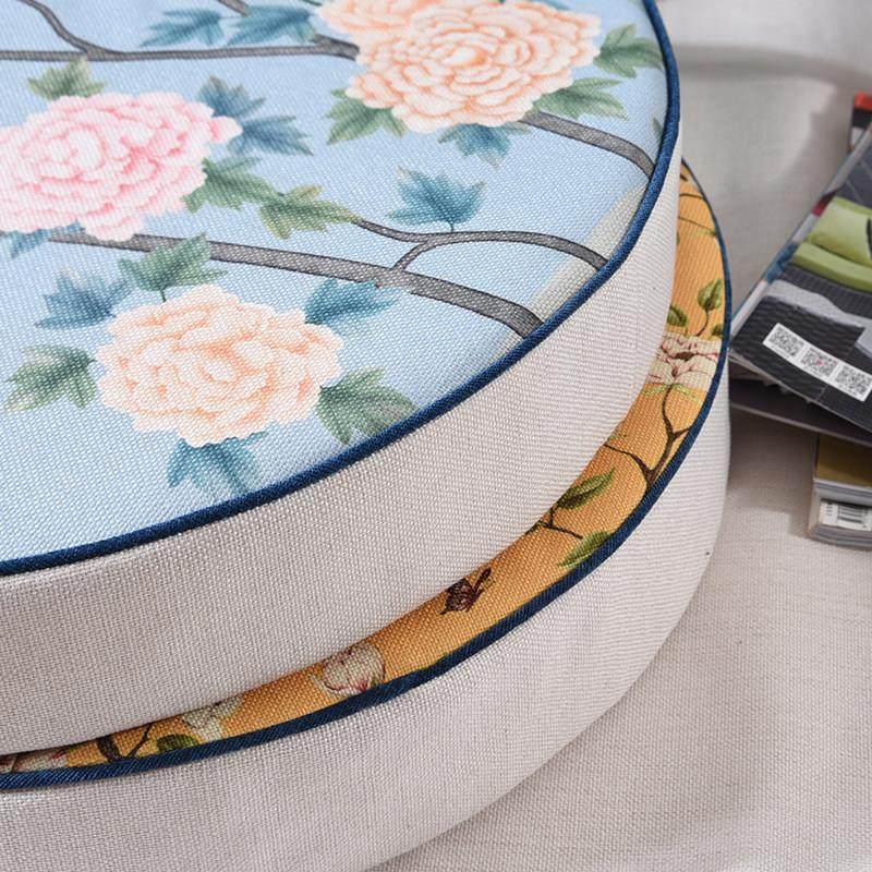 木有年轮田园花鸟蒲团垫棉麻布艺瑜伽打坐垫圆形枕飘窗榻榻米坐垫,淘宝优惠券,粉丝福利购,淘宝优惠卷