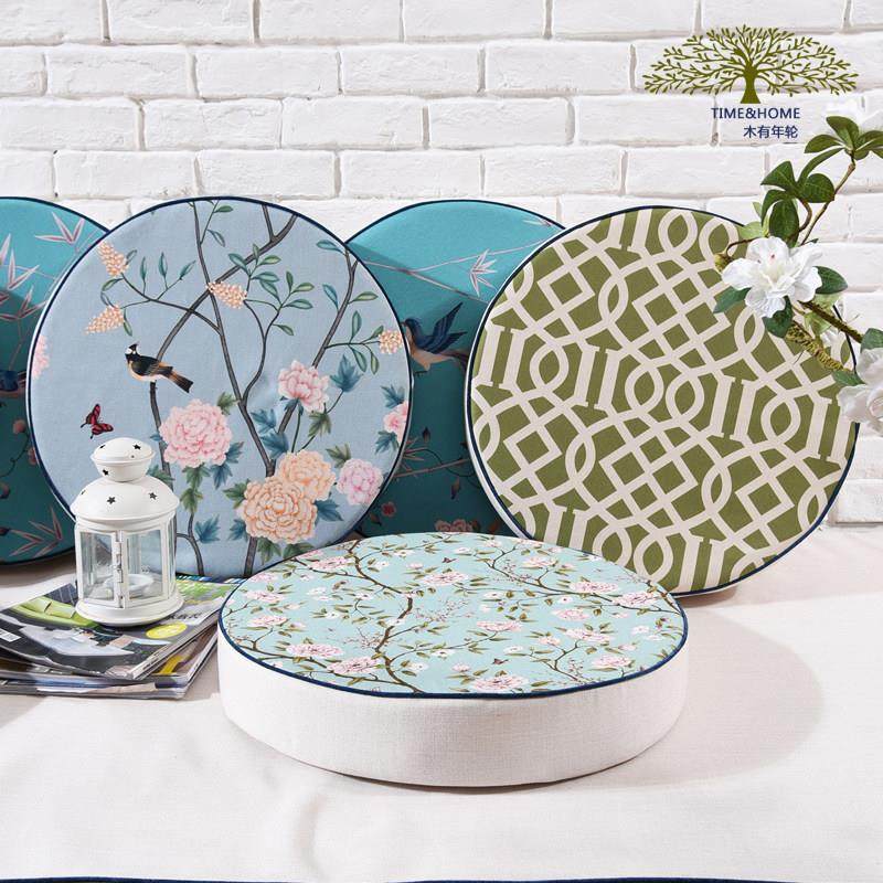 木有年轮田园花鸟蒲团垫棉麻布艺瑜伽打坐垫圆形枕飘窗榻榻米坐垫,淘宝优惠券,粉丝福利购,淘宝优惠卷
