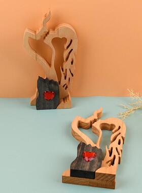 跨境永恒的爱情侣木质雕像摆件木质情人亲吻工艺品收藏礼物摆件