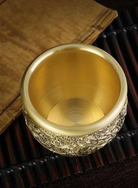 新品黄铜龙纹缸摆件招财缸